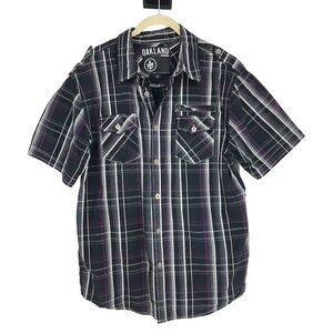 Oakland Black Label Regular Fit Button Down Short Sleeve Shirt Size Large